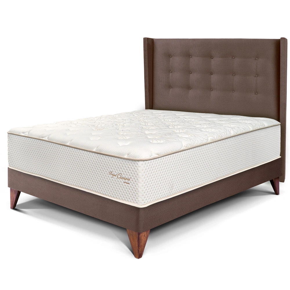 DORMITORIO EUROPEO PARAÍSO ROYAL CROWN 2 PLAZAS + CABECERA GOLD CHOCOLATE + 2 ALMOHADAS VISCOELÁSTICAS - 1