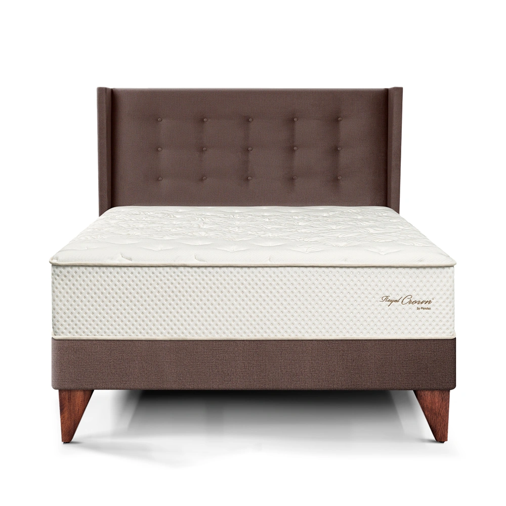 DORMITORIO EUROPEO PARAÍSO ROYAL CROWN 2 PLAZAS + CABECERA GOLD CHOCOLATE + 2 ALMOHADAS VISCOELÁSTICAS - 3
