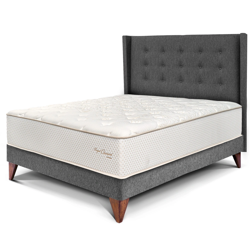 DORMITORIO EUROPEO PARAÍSO ROYAL CROWN 2 PLAZAS GOLD GRIS + 2 ALMOHADAS VISCOELÁSTICAS - 1