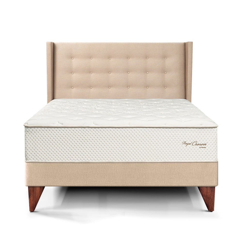 DORMITORIO EUROPEO PARAÍSO ROYAL CROWN QUEEN + CABECERA GOLD CHAMPAGNE + 2 ALMOHADAS VISCOELÁSTICAS - 3