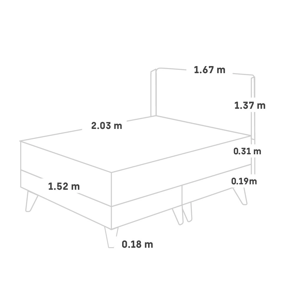 DORMITORIO EUROPEO PARAÍSO ROYAL CROWN QUEEN + CABECERA GOLD GRIS + 2 ALMOHADAS VISCOELÁSTICAS - 5