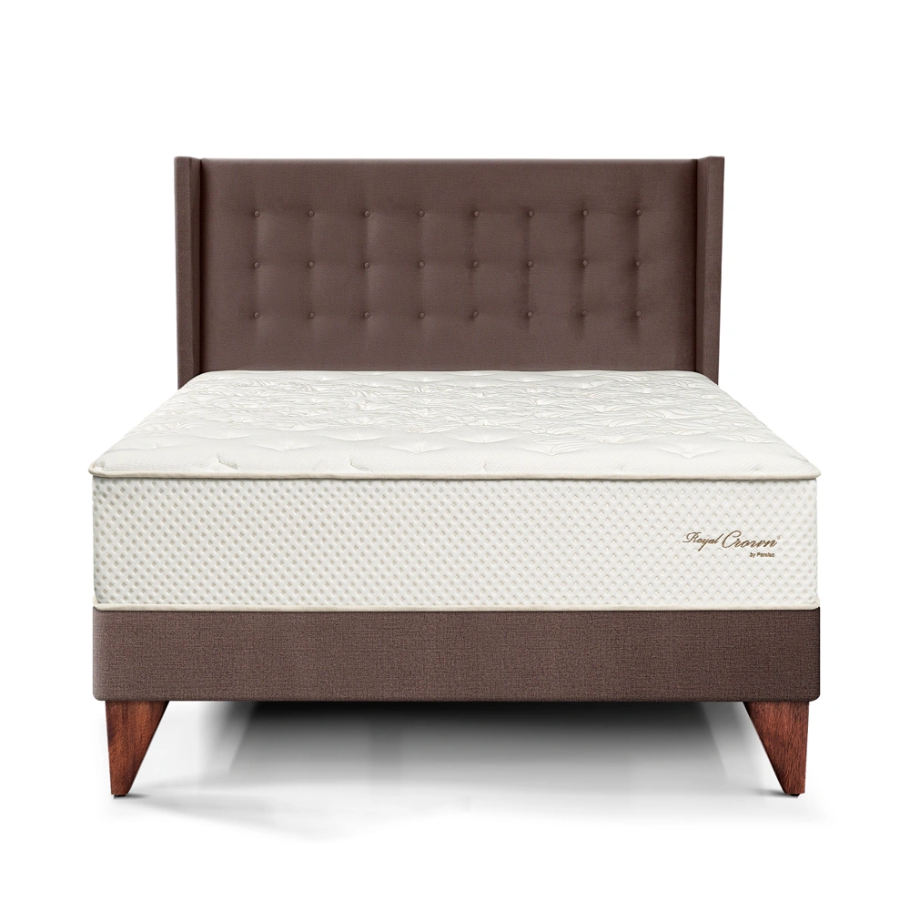 DORMITORIO EUROPEO PARAÍSO ROYAL CROWN KING + CABECERA GOLD CHOCOLATE + 2 ALMOHADAS VISCOELÁSTICAS - 3