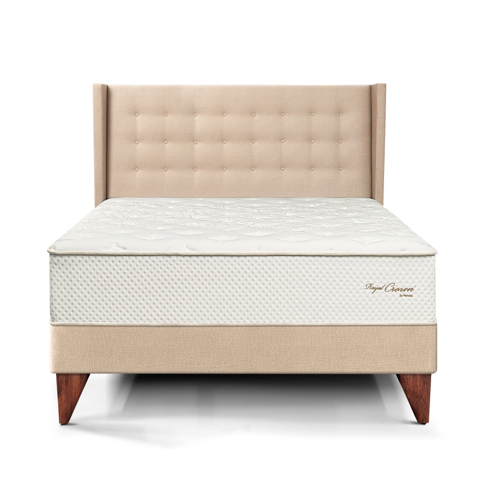 DORMITORIO EUROPEO PARAÍSO ROYAL CROWN KING + CABECERA GOLD CHAMPAGNE + 2 ALMOHADAS VISCOELÁSTICAS - 3