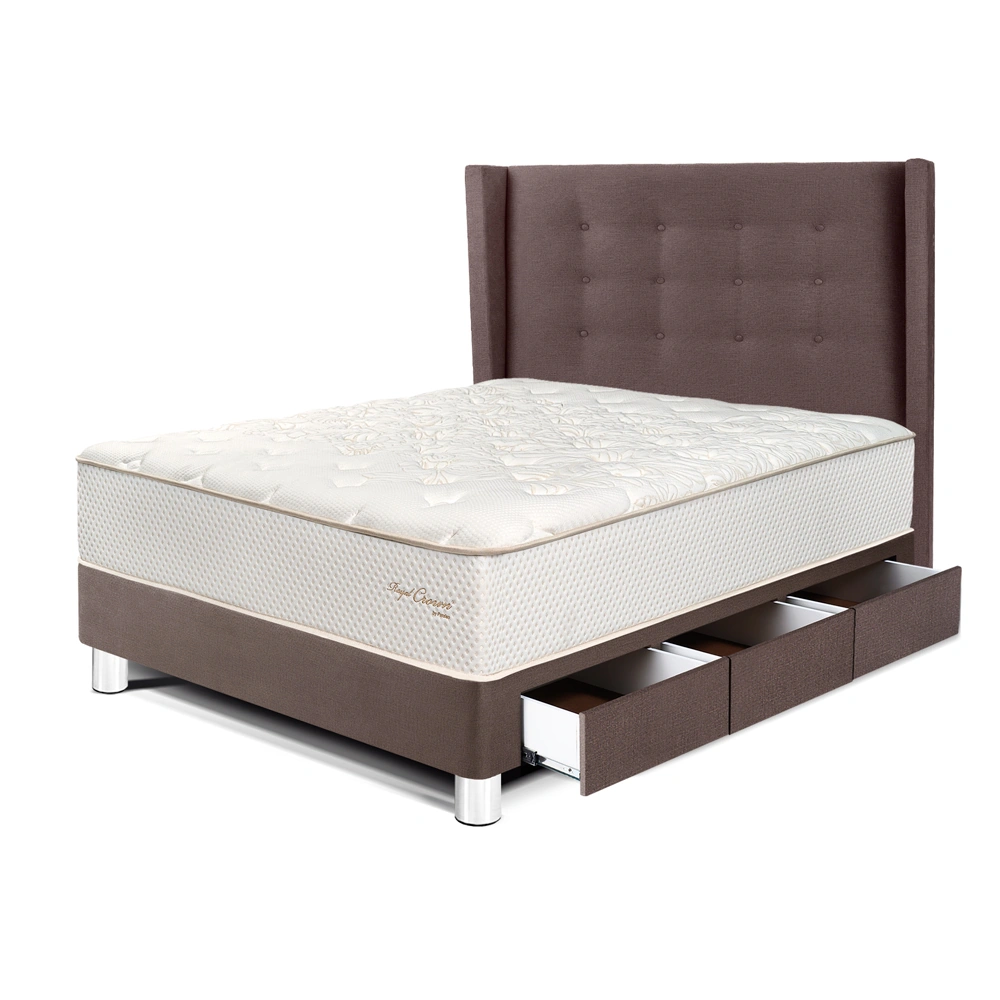 DORMITORIO CON CAJONES PARAÍSO ROYAL CROWN 1.5 PLAZAS + CABECERA GOLD CHOCOLATE + 1 ALMOHADA VISCOELÁSTICA - 1