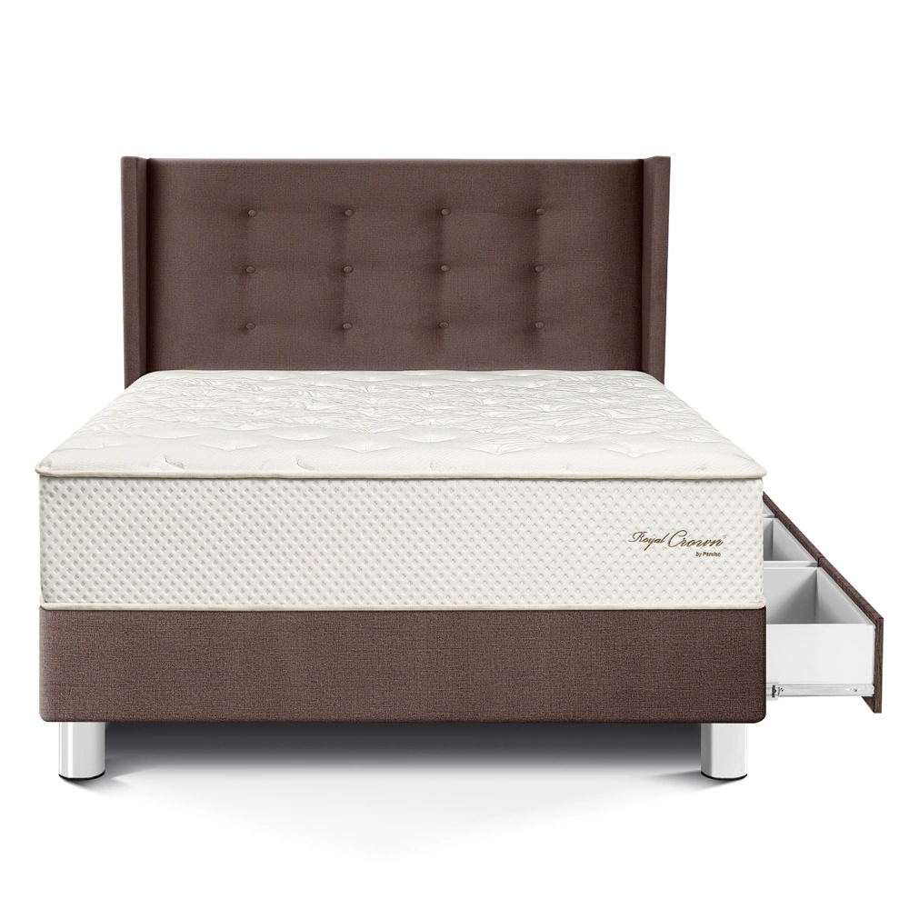 DORMITORIO CON CAJONES PARAÍSO ROYAL CROWN 1.5 PLAZAS + CABECERA GOLD CHOCOLATE + 1 ALMOHADA VISCOELÁSTICA - 3