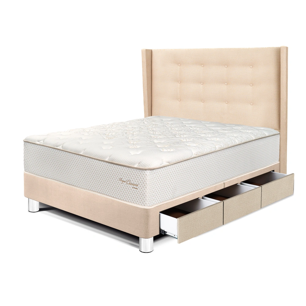 DORMITORIO CON CAJONES PARAÍSO ROYAL CROWN 1.5 PLAZAS + CABECERA GOLD CHAMPAGNE + 1 ALMOHADA VISCOELÁSTICA - 1