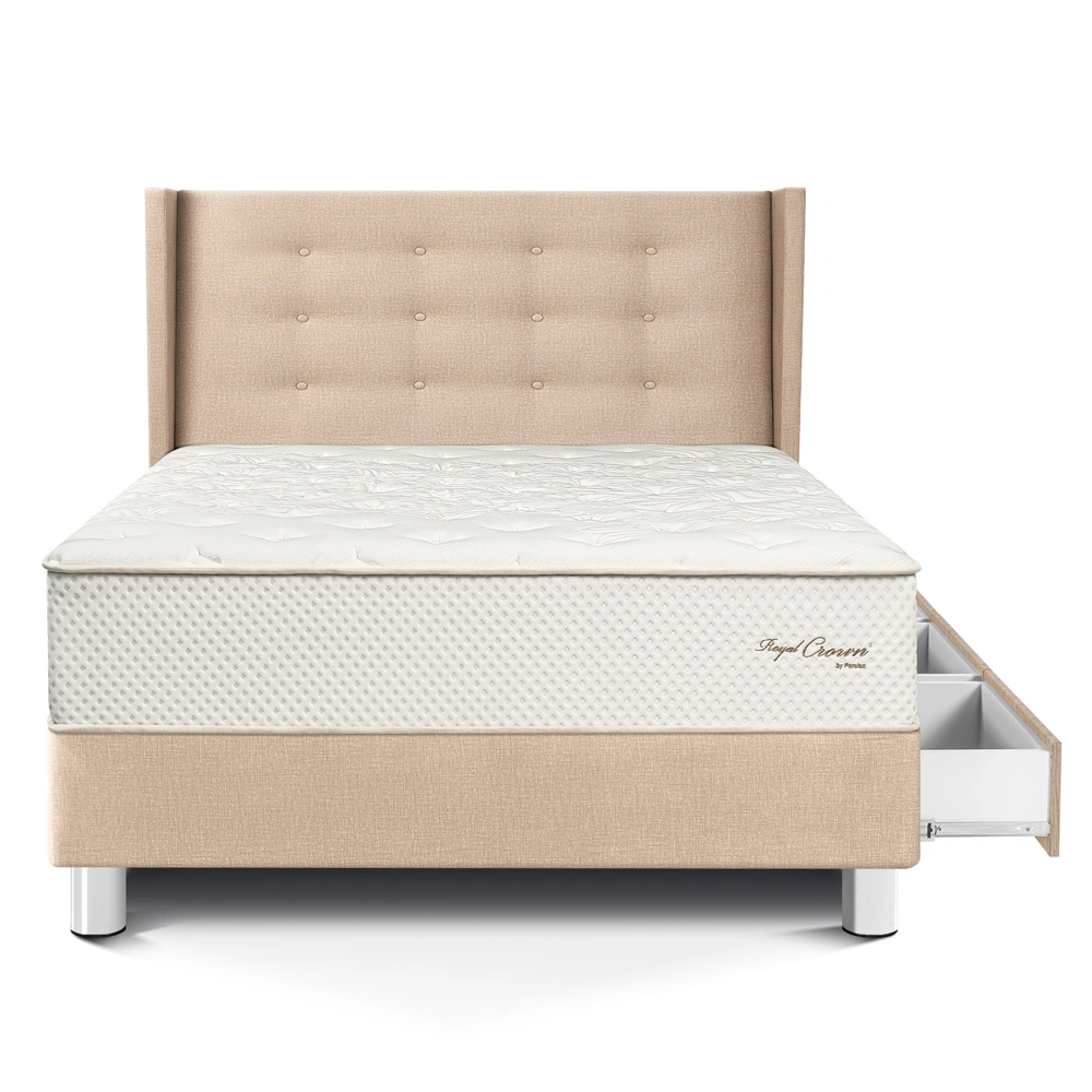 DORMITORIO CON CAJONES PARAÍSO ROYAL CROWN 1.5 PLAZAS + CABECERA GOLD CHAMPAGNE + 1 ALMOHADA VISCOELÁSTICA - 3