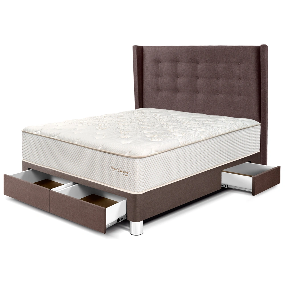 DORMITORIO CON CAJONES PARAÍSO ROYAL CROWN 2 PLAZAS + CABECERA GOLD CHOCOLATE + 2 ALMOHADAS VISCOELÁSTICAS - 1