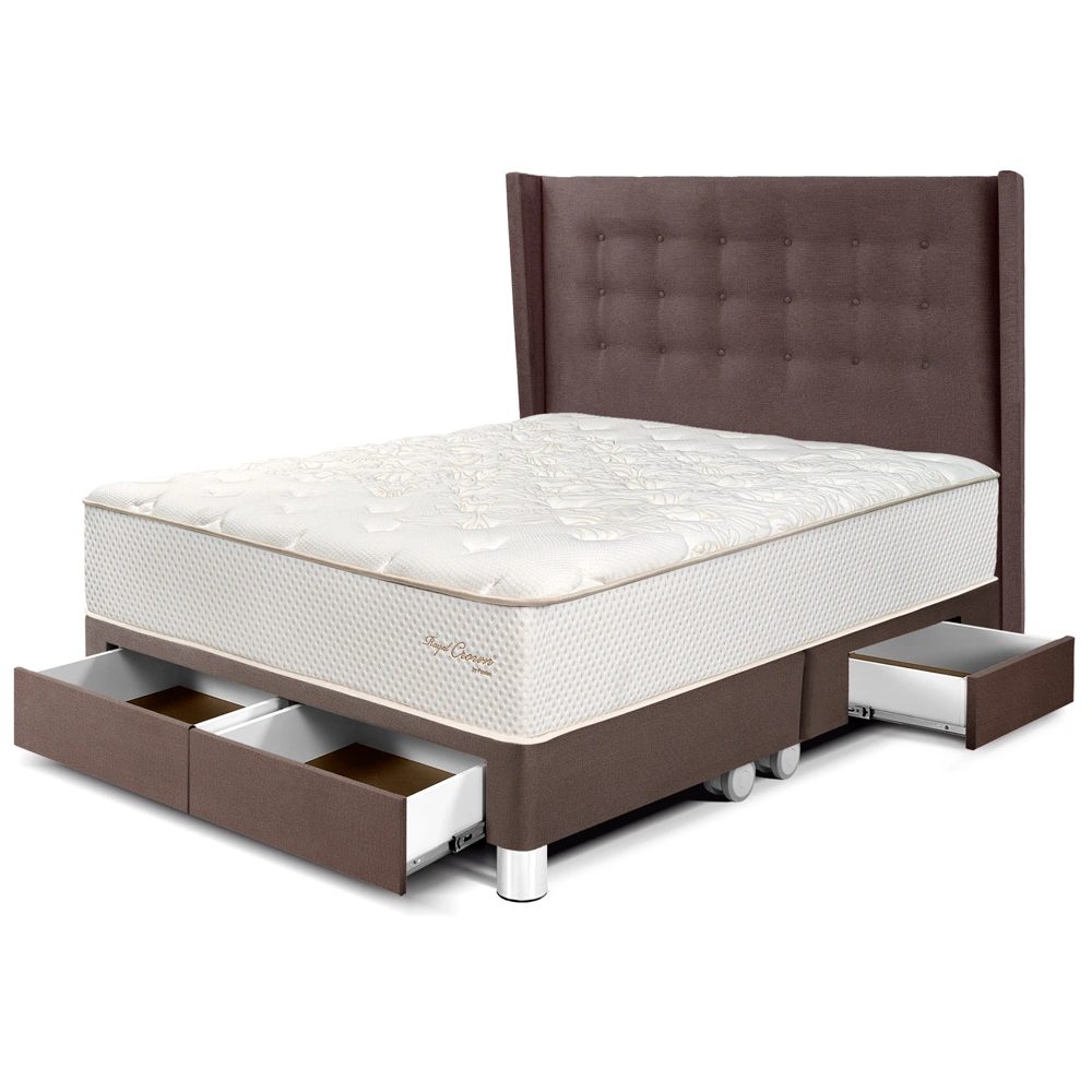 DORMITORIO CON CAJONES PARAÍSO ROYAL CROWN QUEEN + CABECERA GOLD CHOCOLATE + 2 ALMOHADAS VISCOELÁSTICAS - 1