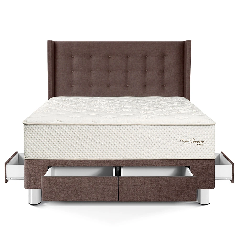 DORMITORIO CON CAJONES PARAÍSO ROYAL CROWN QUEEN + CABECERA GOLD CHOCOLATE + 2 ALMOHADAS VISCOELÁSTICAS - 3
