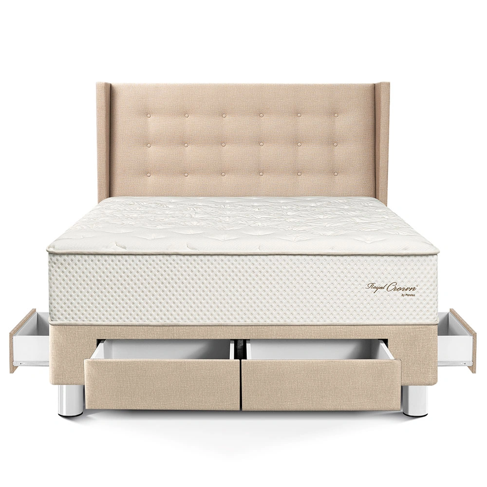 DORMITORIO CON CAJONES PARAÍSO ROYAL CROWN QUEEN + CABECERA GOLD CHAMPAGNE + 2 ALMOHADAS VISCOELÁSTICAS - 3