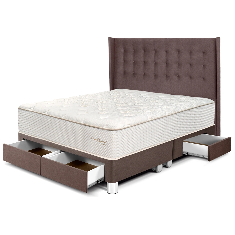 DORMITORIO CON CAJONES PARAÍSO ROYAL CROWN KING + CABECERA GOLD CHOCOLATE + 2 ALMOHADAS VISCOELÁSTICAS - 1