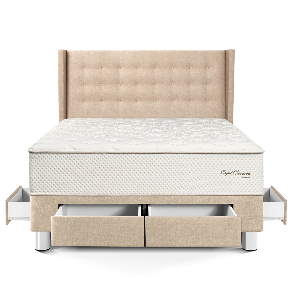 DORMITORIO CON CAJONES PARAÍSO ROYAL CROWN KING + CABECERA GOLD CHAMPAGNE + 2 ALMOHADAS VISCOELÁSTICAS - 3