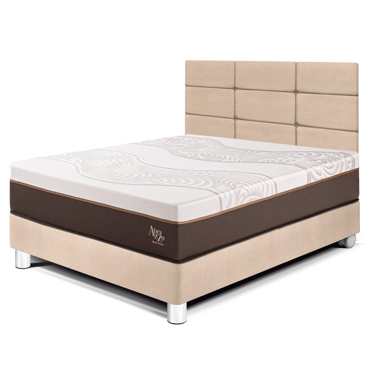 DORMITORIO PARAÍSO ROYAL ABRAZZO 1.5 PLAZAS + CABECERA BLOCKS CHAMPAGNE + 1 ALMOHADA VISCOELÁSTICA - 1