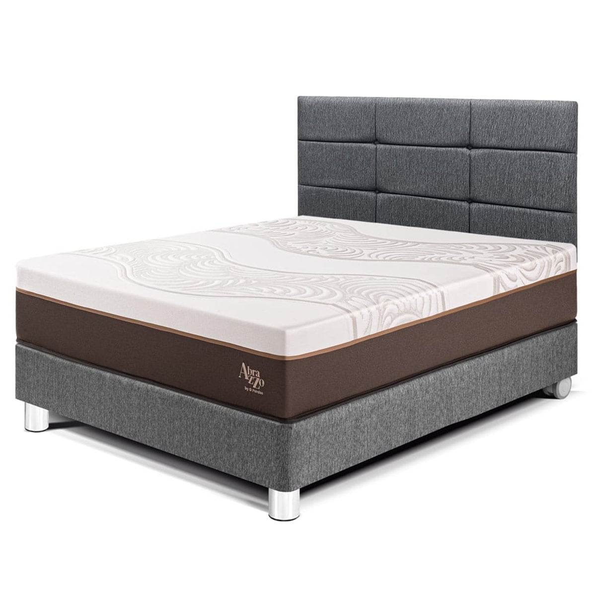 DORMITORIO PARAÍSO ROYAL ABRAZZO 1.5 PLAZAS + CABECERA BLOCKS GRIS + 1 ALMOHADA VISCOELÁSTICA - 1