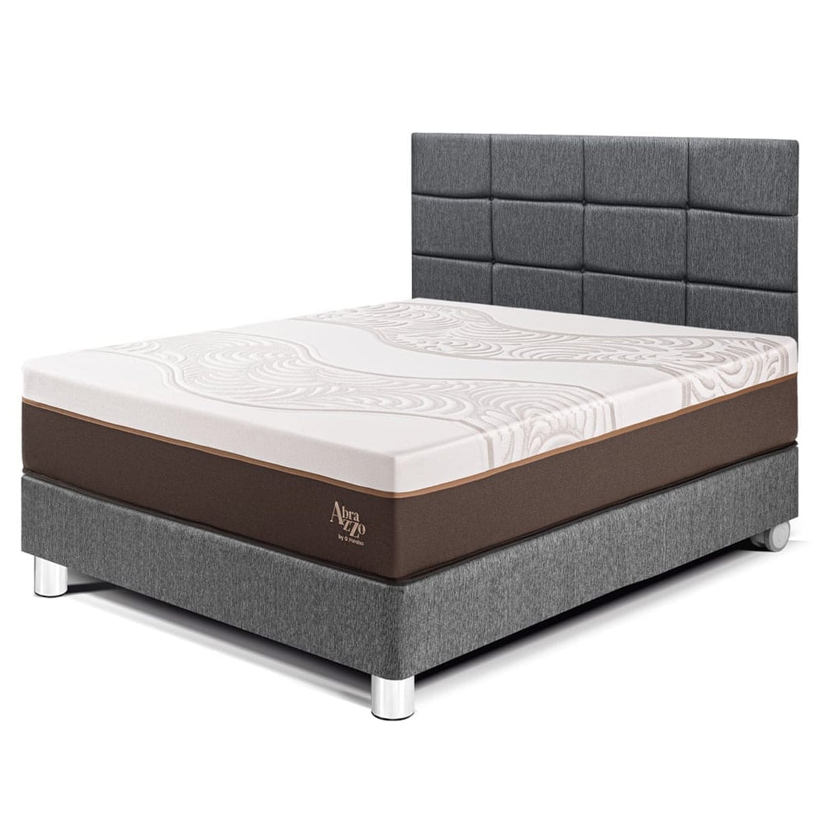 DORMITORIO PARAÍSO ROYAL ABRAZZO 2 PLAZAS + CABECERA BLOCKS GRIS + 2 ALMOHADAS VISCOELÁSTICAS - 1