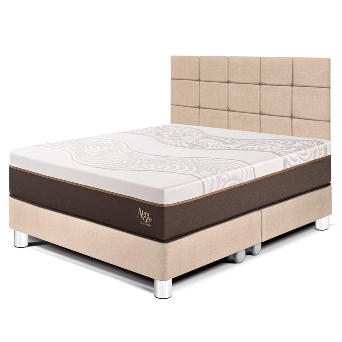 DORMITORIO PARAÍSO ROYAL ABRAZZO QUEEN + CABECERA BLOCKS CHAMPAGNE + 2 ALMOHADAS VISCOELÁSTICAS - 1
