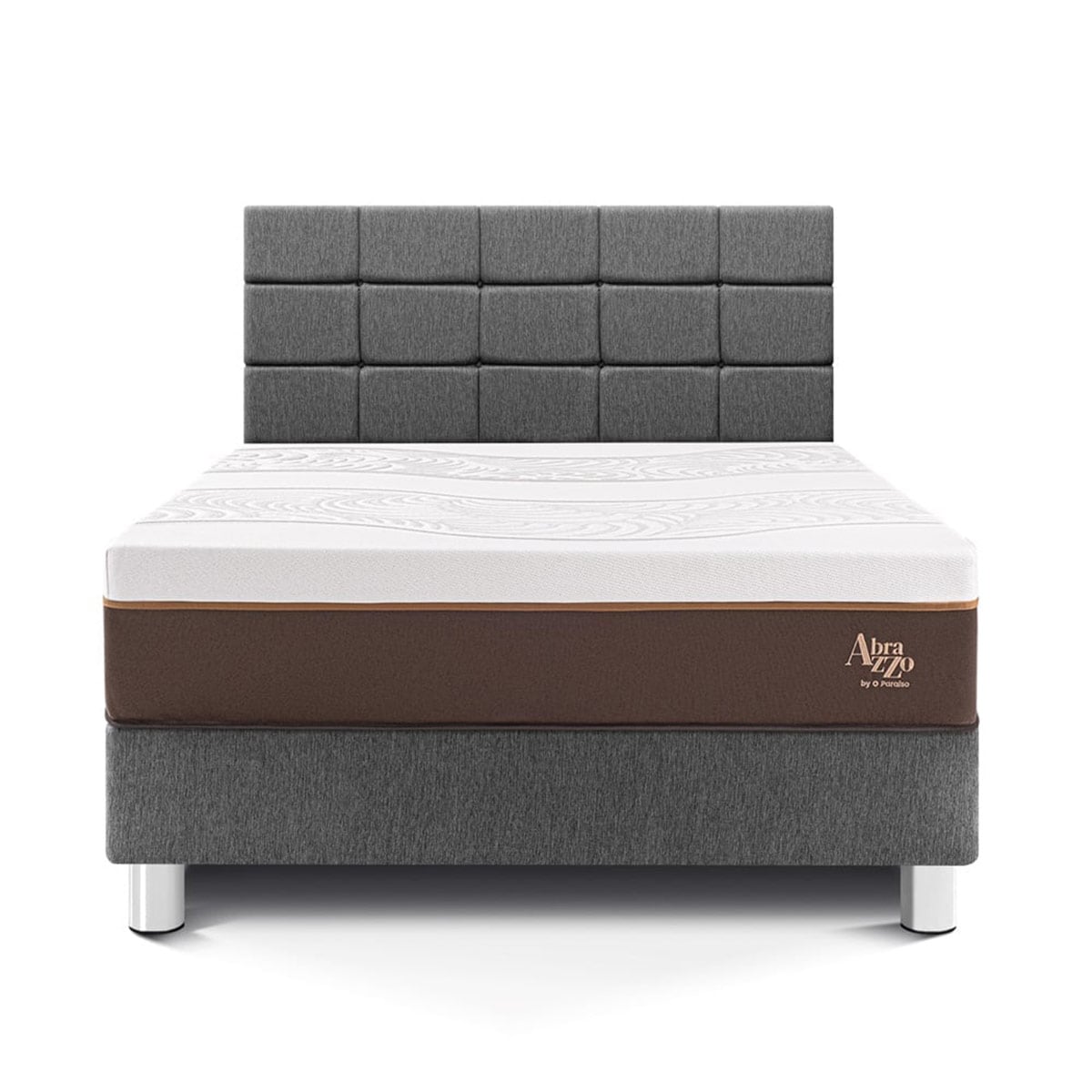 DORMITORIO PARAÍSO ROYAL ABRAZZO QUEEN + CABECERA BLOCKS GRIS + 2 ALMOHADAS VISCOELÁSTICAS - 3
