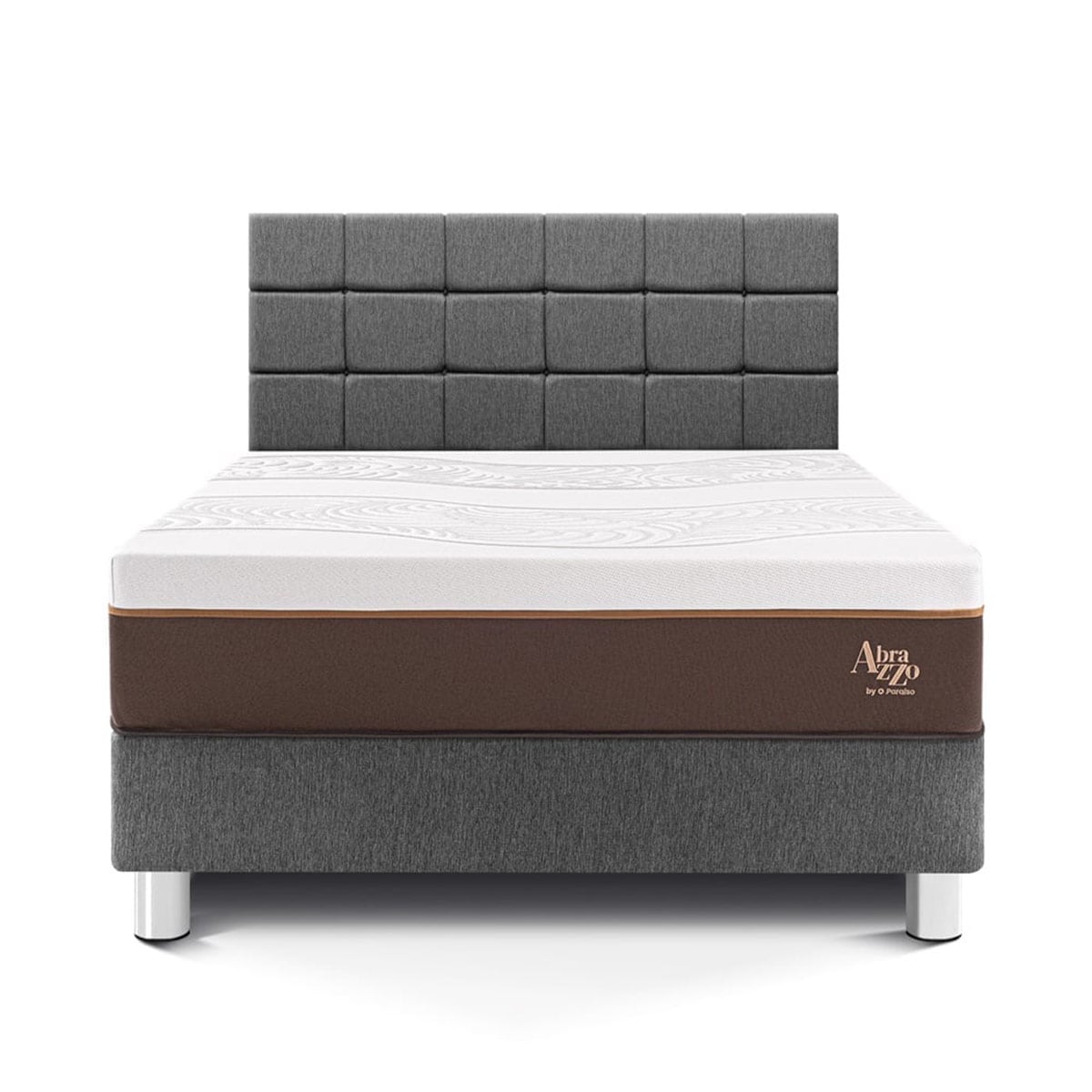 DORMITORIO PARAÍSO ROYAL ABRAZZO KING + CABECERA BLOCKS GRIS + 2 ALMOHADAS VISCOELÁSTICAS - 3