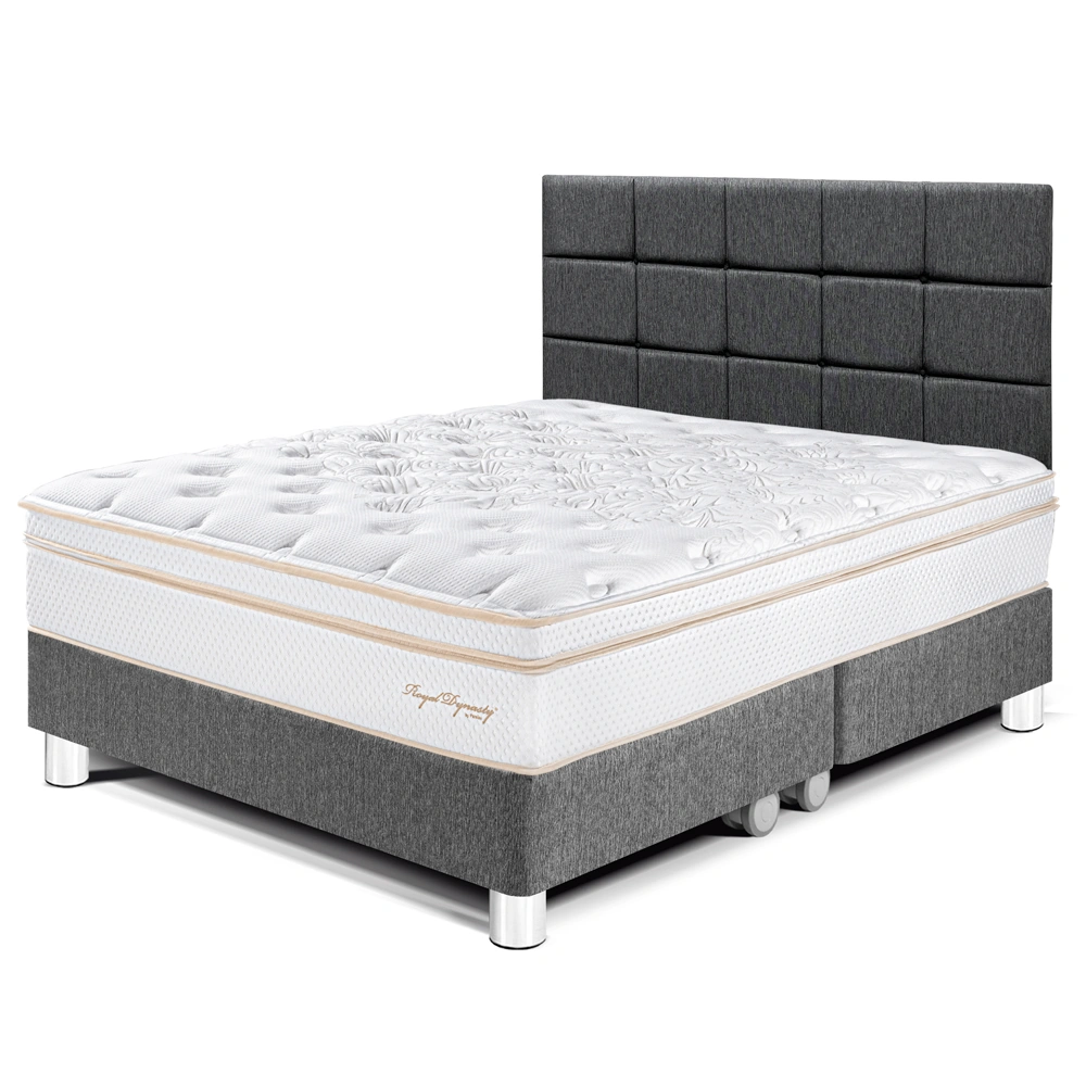 DORMITORIO PARAÍSO ROYAL DYNASTY QUEEN + CABECERA BLOCKS GRIS + 2 ALMOHADAS VISCOELÁSTICAS - 1