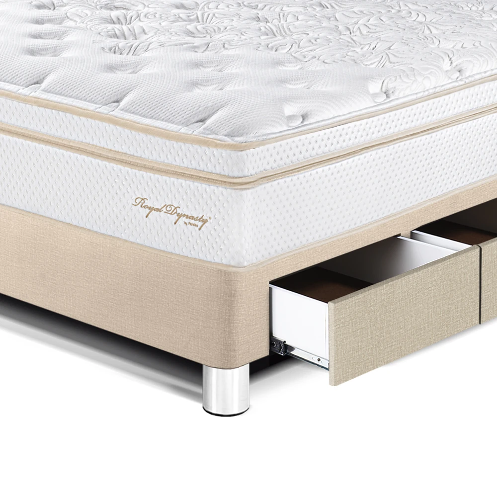 DORMITORIO CON CAJONES PARAÍSO ROYAL DYNASTY 1.5 PLAZAS + CABECERA BLOCKS CHAMPAGNE + 1 ALMOHADA VISCOELÁSTICA - 2