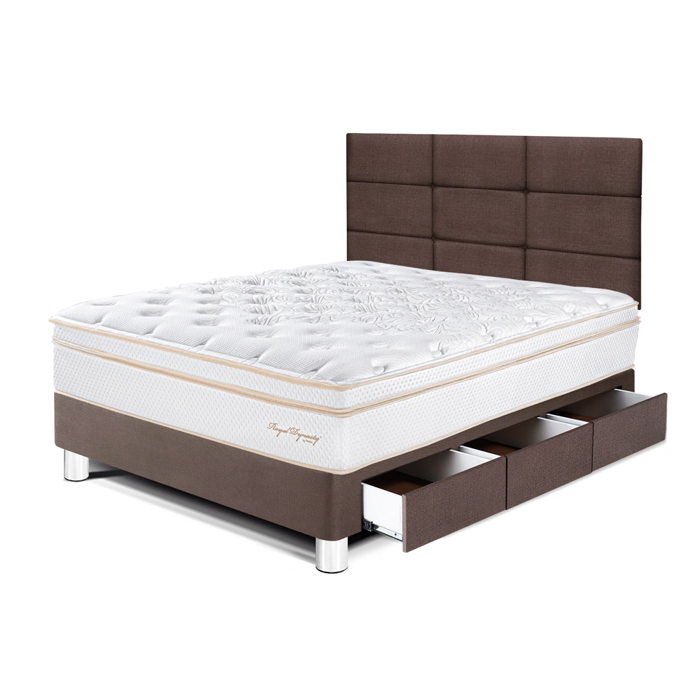 DORMITORIO CON CAJONES PARAÍSO ROYAL DYNASTY 1.5 PLAZAS + CABECERA BLOCKS CHOCOLATE + 1 ALMOHADA VISCOELÁSTICA - 1