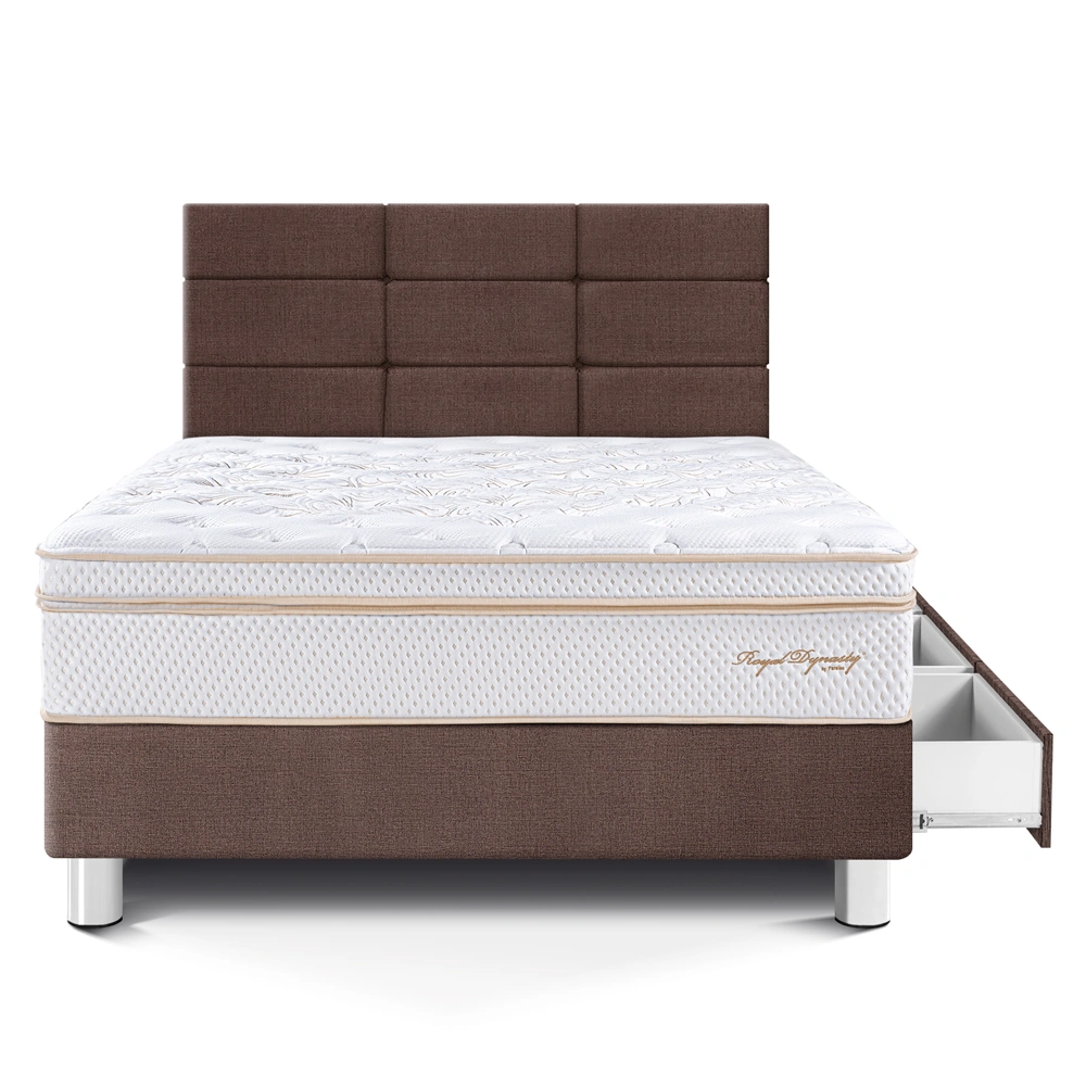DORMITORIO CON CAJONES PARAÍSO ROYAL DYNASTY 1.5 PLAZAS + CABECERA BLOCKS CHOCOLATE + 1 ALMOHADA VISCOELÁSTICA - 3