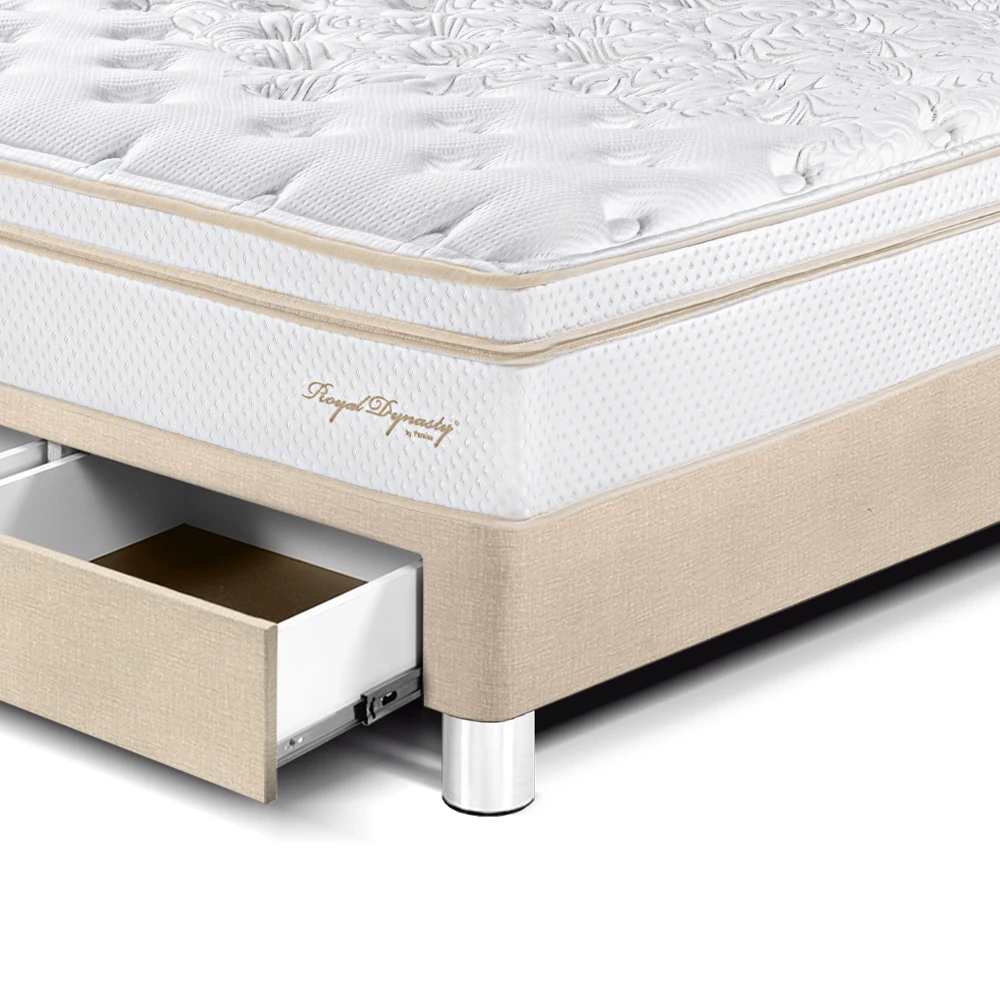 DORMITORIO CON CAJONES PARAÍSO ROYAL DYNASTY QUEEN + CABECERA BLOCKS CHAMPAGNE + 2 ALMOHADAS VISCOELÁSTICAS - 2