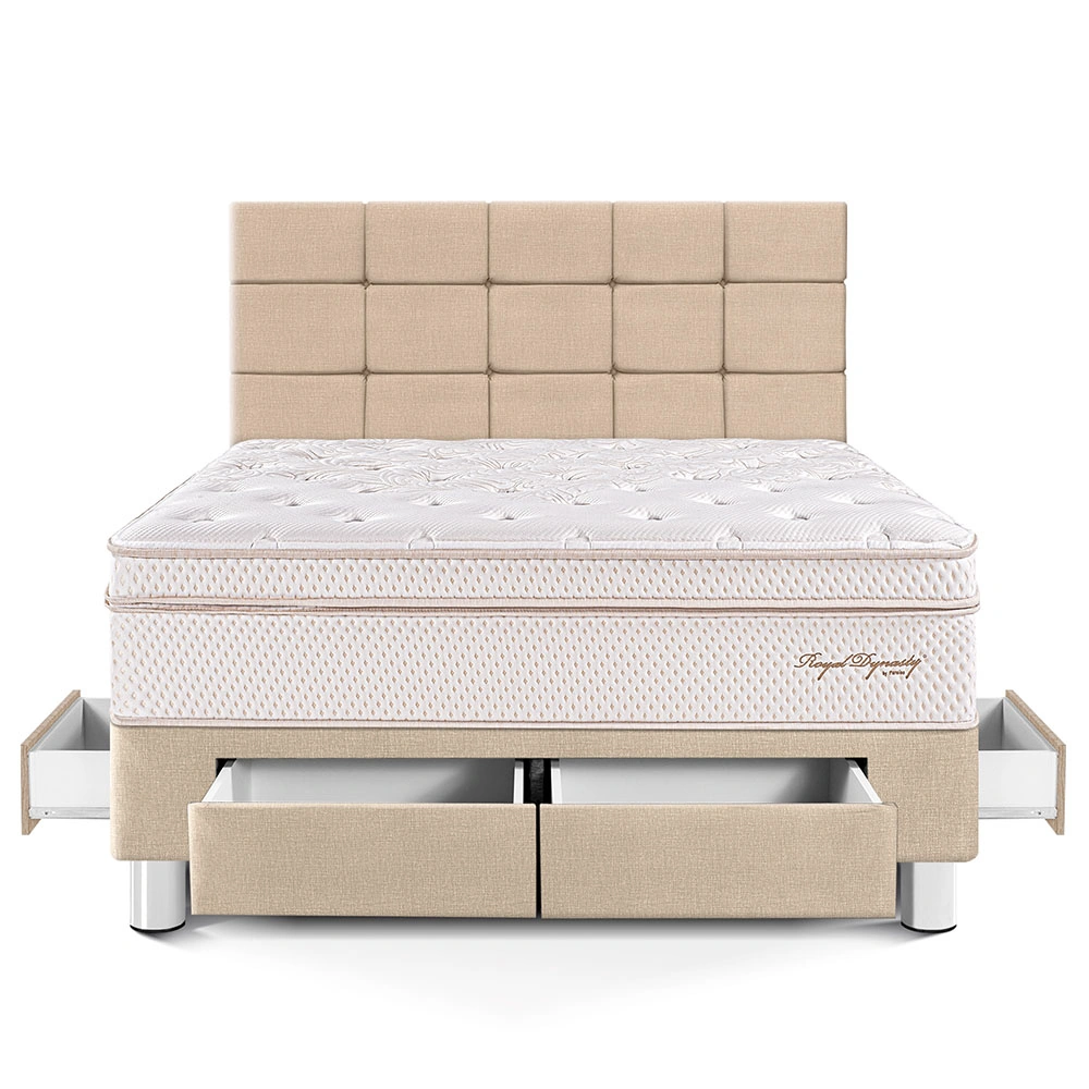 DORMITORIO CON CAJONES PARAÍSO ROYAL DYNASTY QUEEN + CABECERA BLOCKS CHAMPAGNE + 2 ALMOHADAS VISCOELÁSTICAS - 3