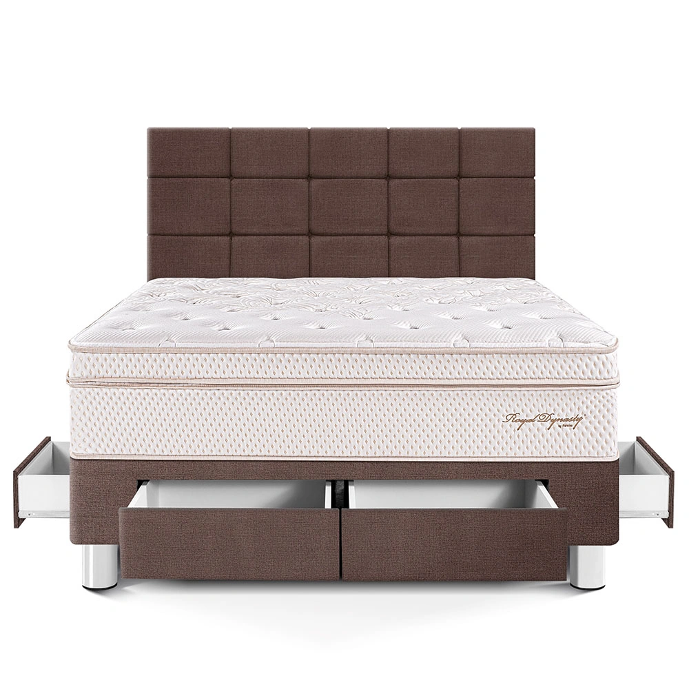 DORMITORIO CON CAJONES PARAÍSO ROYAL DYNASTY QUEEN + CABECERA BLOCKS CHOCOLATE + 2 ALMOHADAS VISCOELÁSTICAS - 3