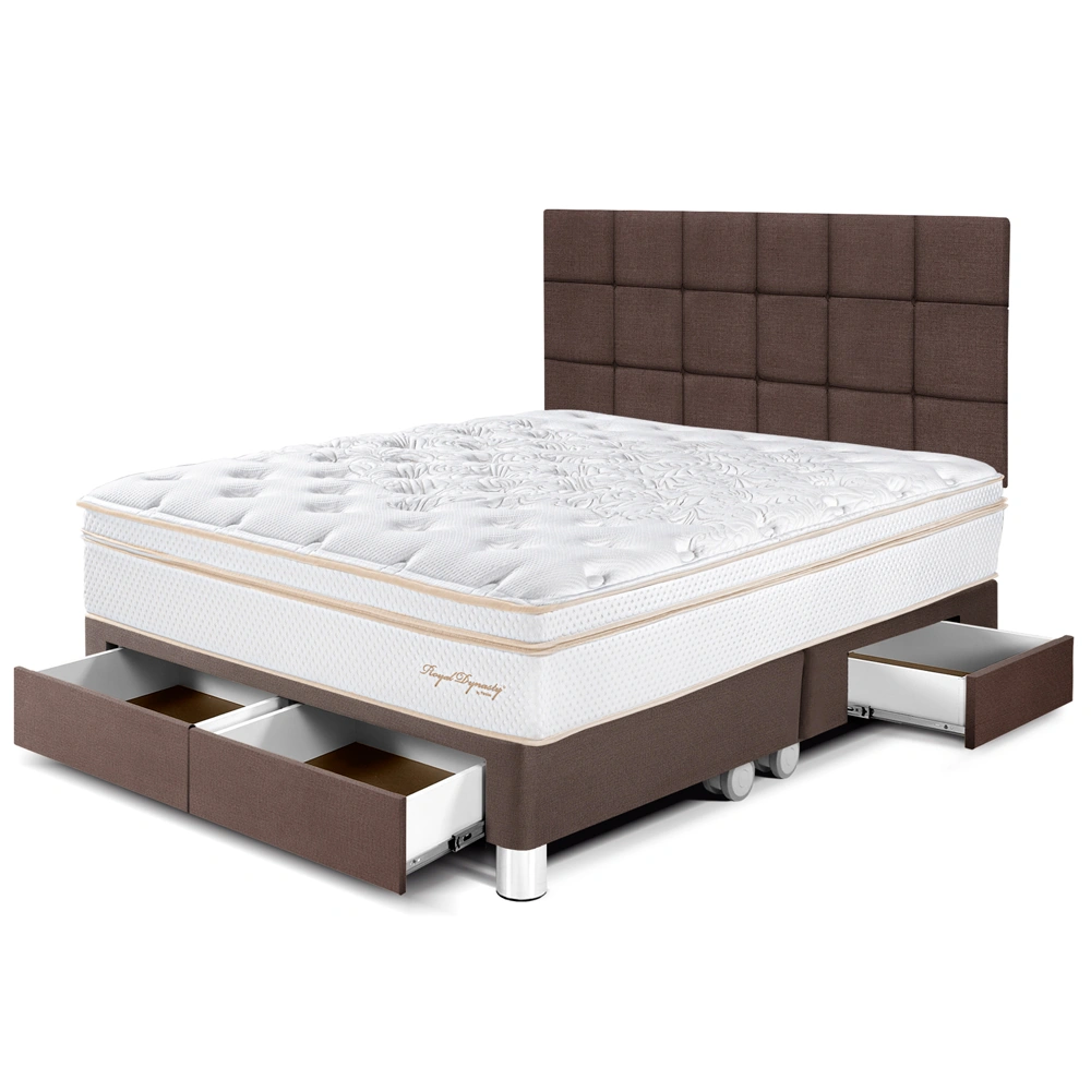 DORMITORIO CON CAJONES PARAÍSO ROYAL DYNASTY KING + CABECERA BLOCKS CHOCOLATE + 2 ALMOHADAS VISCOELÁSTICAS - 1