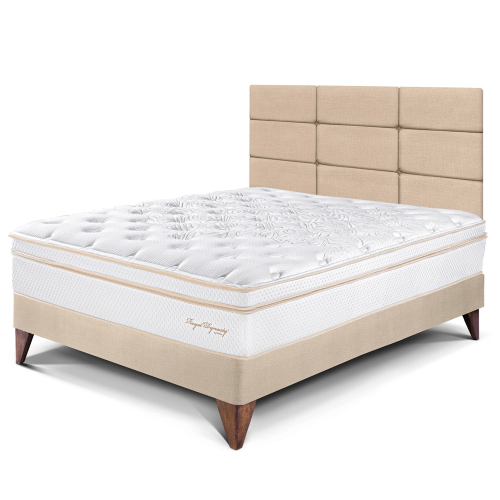 DORMITORIO EUROPEO PARAÍSO ROYAL DYNASTY 1.5 PLAZAS + CABECERA BLOCKS CHAMPAGNE + 1 ALMOHADA VISCOELÁSTICA - 1