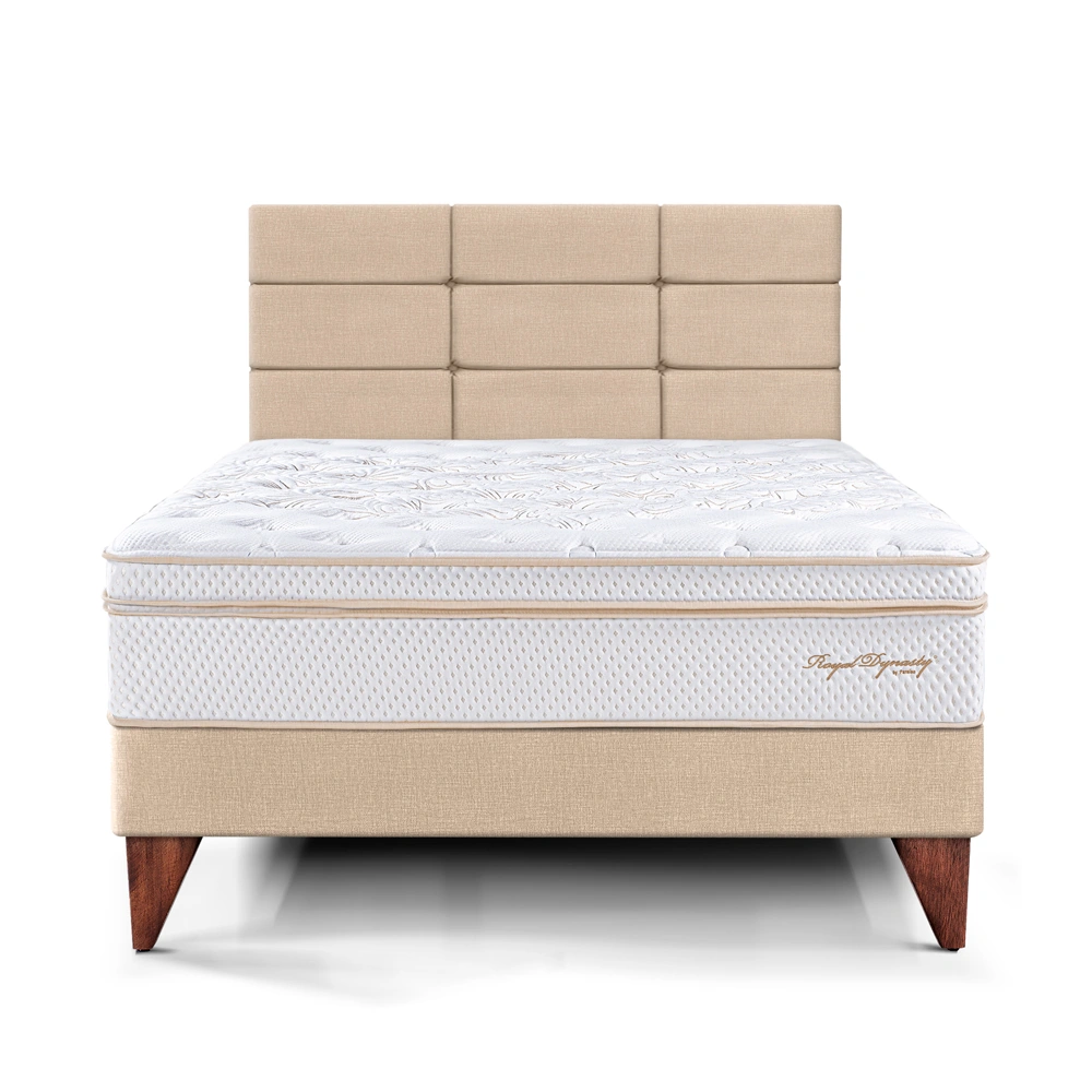 DORMITORIO EUROPEO PARAÍSO ROYAL DYNASTY 1.5 PLAZAS + CABECERA BLOCKS CHAMPAGNE + 1 ALMOHADA VISCOELÁSTICA - 3