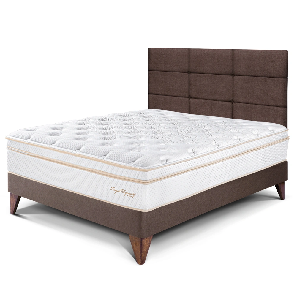 DORMITORIO EUROPEO PARAÍSO ROYAL DYNASTY 1.5 PLAZAS + CABECERA BLOCKS CHOCOLATE + 1 ALMOHADA VISCOELÁSTICA - 1