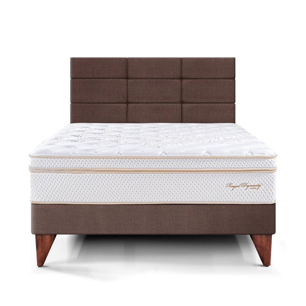 DORMITORIO EUROPEO PARAÍSO ROYAL DYNASTY 1.5 PLAZAS + CABECERA BLOCKS CHOCOLATE + 1 ALMOHADA VISCOELÁSTICA - 3