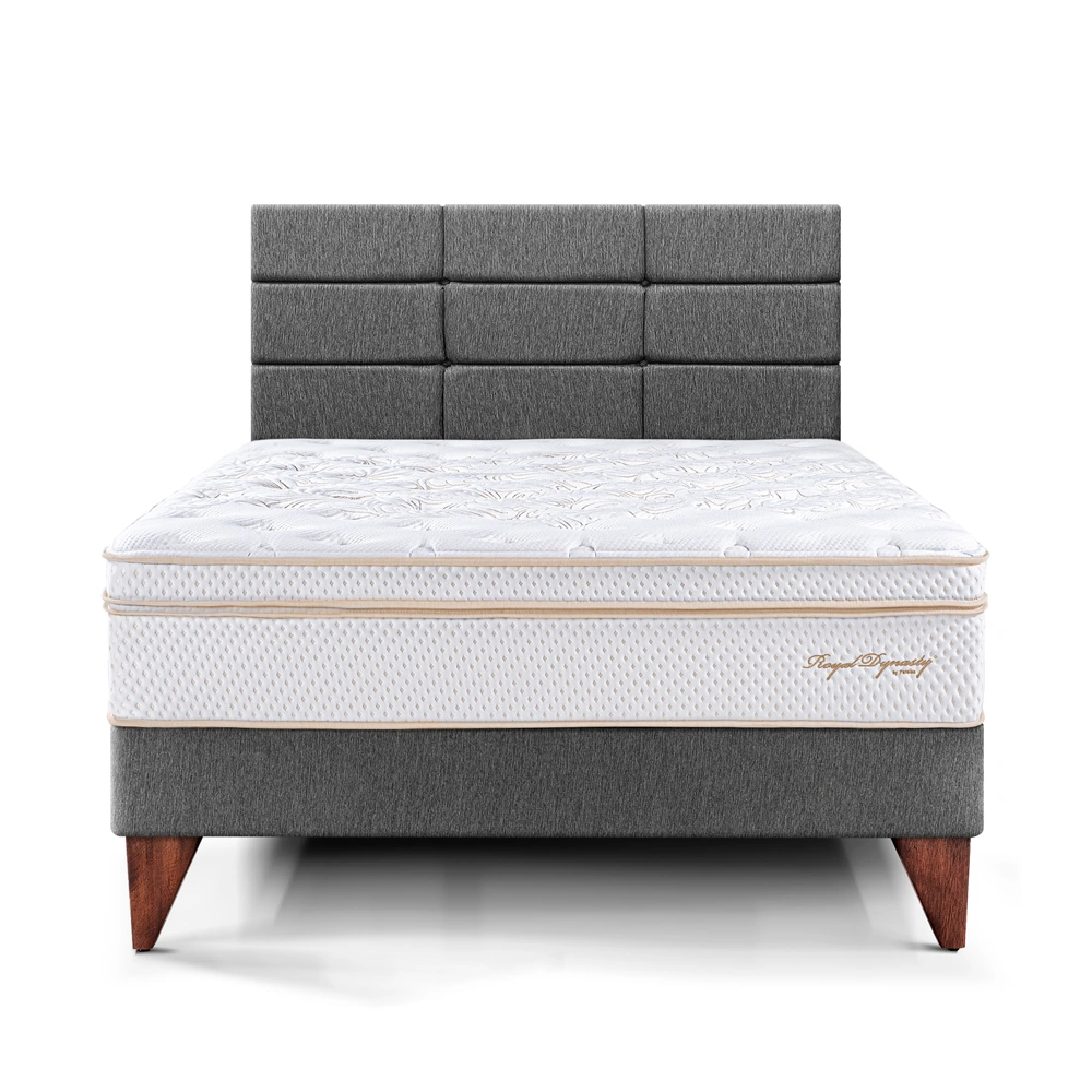 DORMITORIO EUROPEO PARAÍSO ROYAL DYNASTY 1.5 PLAZAS + CABECERA BLOCKS GRIS + 1 ALMOHADA VISCOELÁSTICA - 3