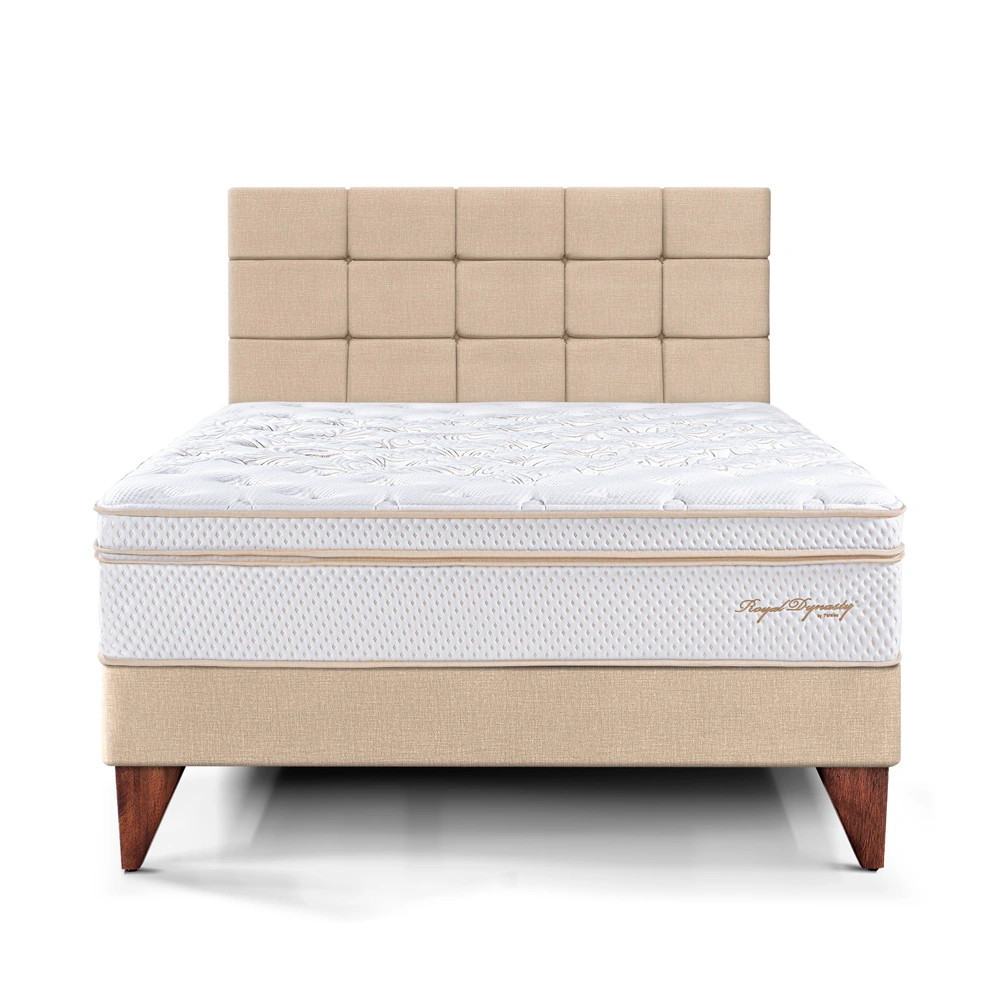 DORMITORIO EUROPEO PARAÍSO ROYAL DYNASTY QUEEN + CABECERA BLOCKS CHAMPAGNE + 2 ALMOHADAS VISCOELÁSTICAS - 3