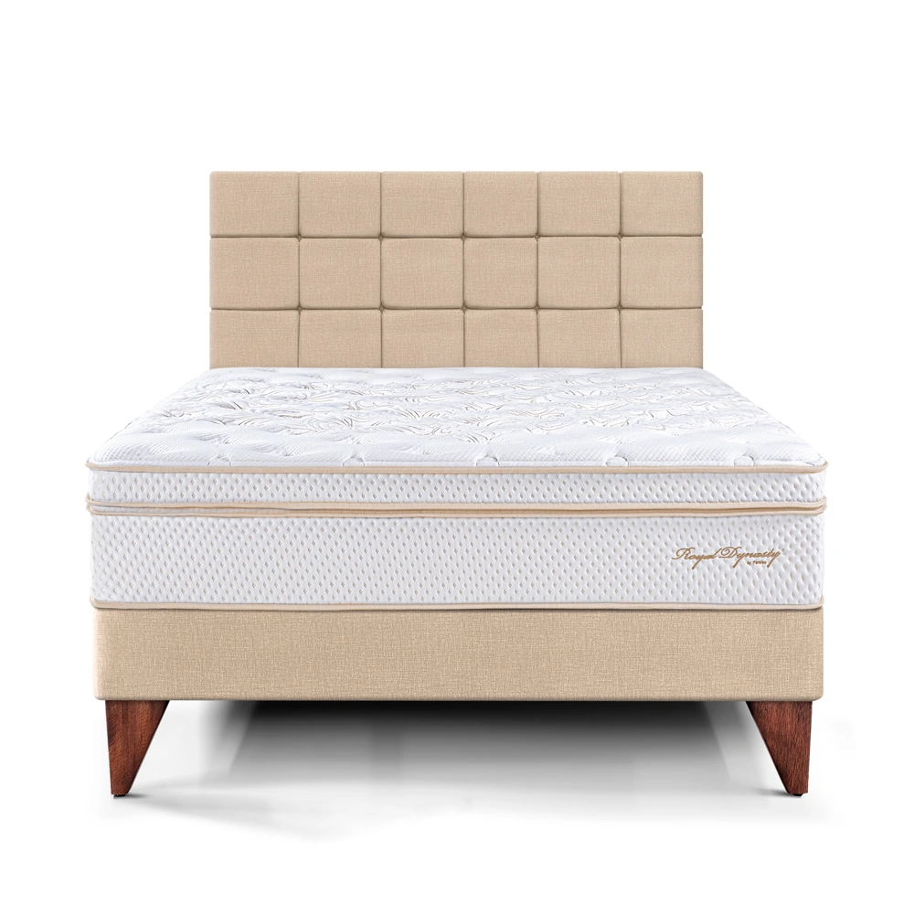 DORMITORIO EUROPEO PARAÍSO ROYAL DYNASTY KING + CABECERA BLOCKS CHAMPAGNE + 2 ALMOHADAS VISCOELÁSTICAS - 3