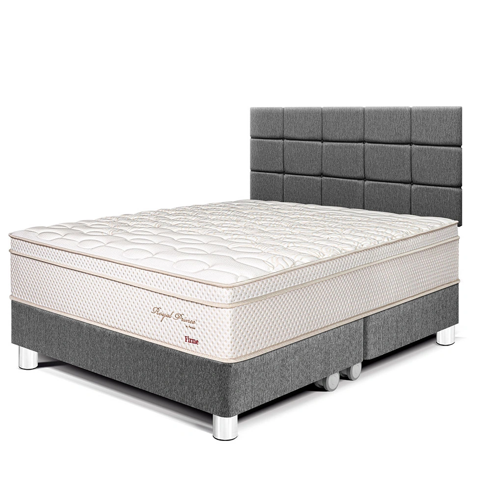 DORMITORIO PARAÍSO ROYAL PRINCE QUEEN + CABECERA BLOCKS GRIS + 2 ALMOHADAS VISCOELÁSTICAS - 1