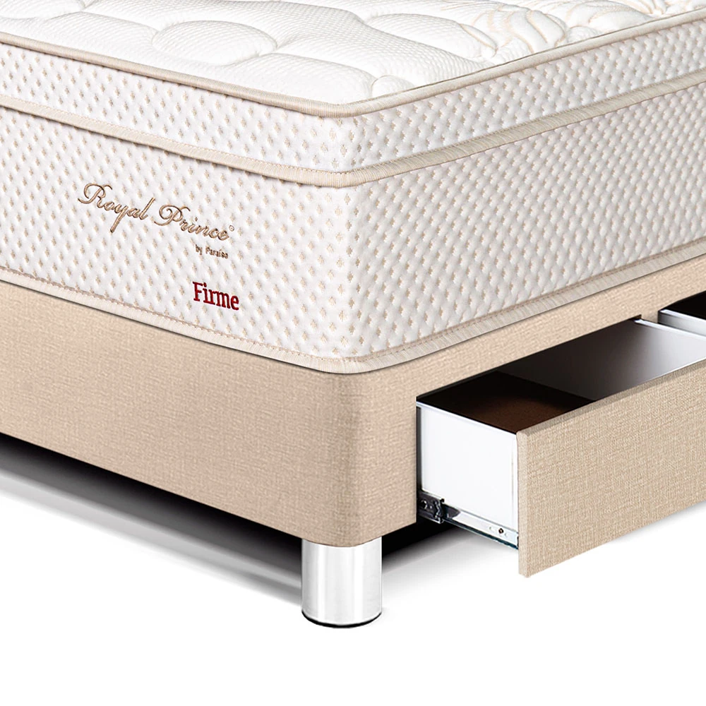 DORMITORIO CON CAJONES PARAÍSO ROYAL PRINCE 1.5 PLAZAS + CABECERA BLOCKS CHAMPAGNE + 1 ALMOHADA VISCOELÁSTICA - 2