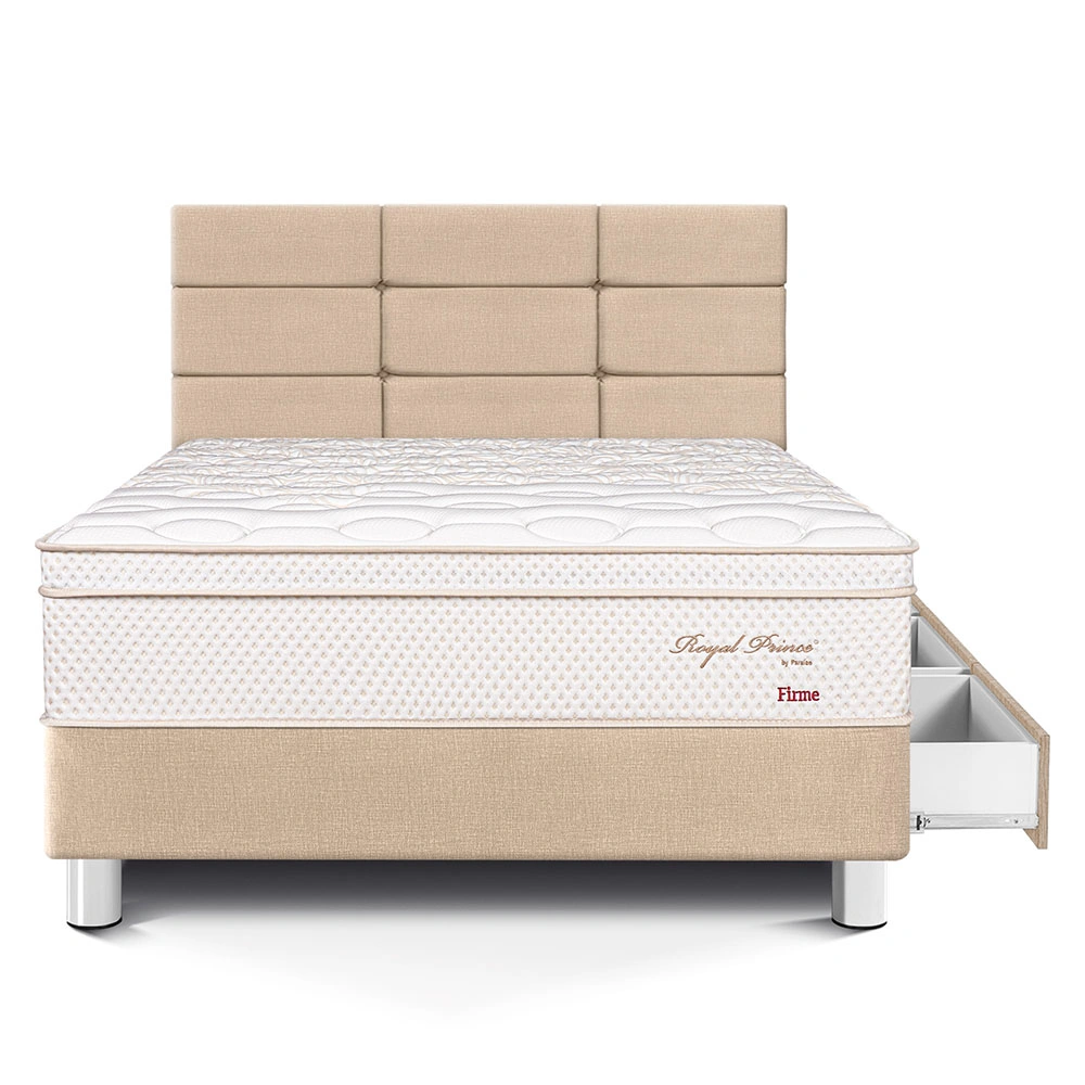 DORMITORIO CON CAJONES PARAÍSO ROYAL PRINCE 1.5 PLAZAS + CABECERA BLOCKS CHAMPAGNE + 1 ALMOHADA VISCOELÁSTICA - 3