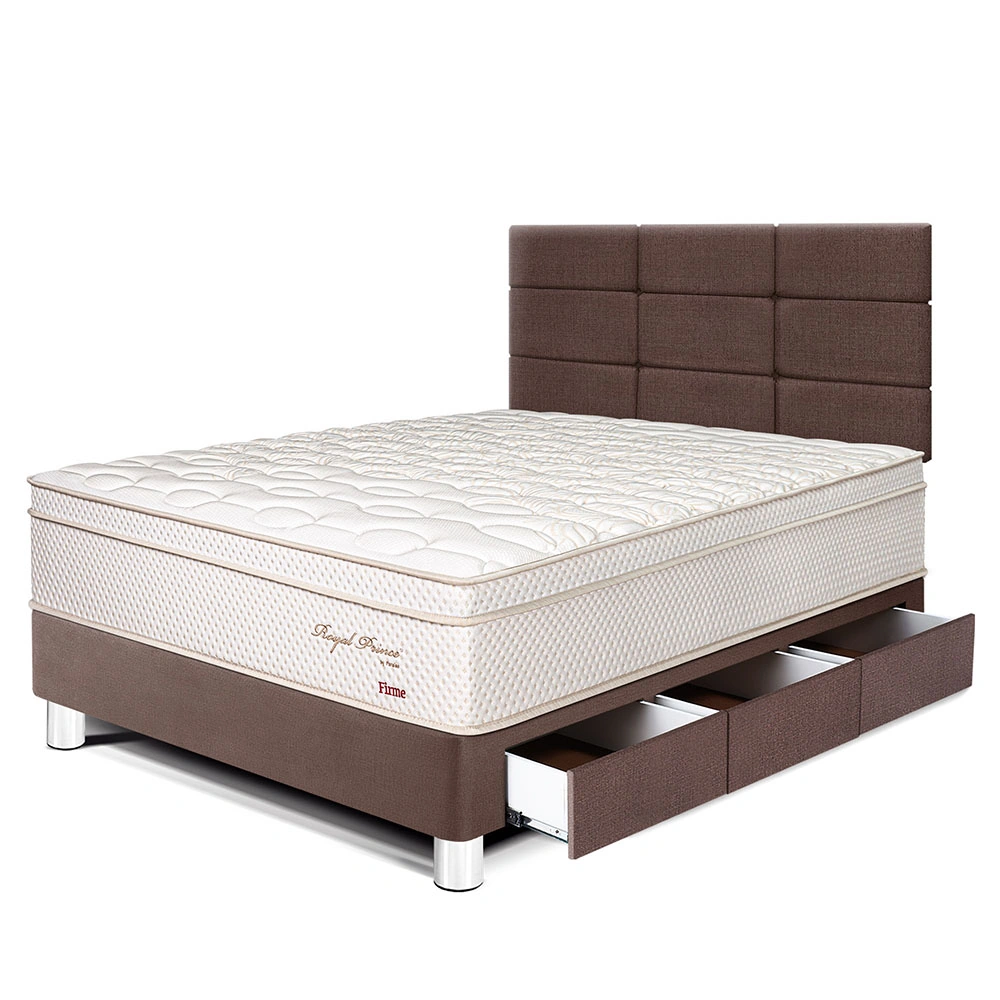 DORMITORIO CON CAJONES PARAÍSO ROYAL PRINCE 1.5 PLAZAS + CABECERA BLOCKS CHOCOLATE + 1 ALMOHADA VISCOELÁSTICA - 1