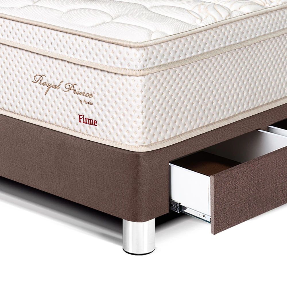 DORMITORIO CON CAJONES PARAÍSO ROYAL PRINCE 1.5 PLAZAS + CABECERA BLOCKS CHOCOLATE + 1 ALMOHADA VISCOELÁSTICA - 2