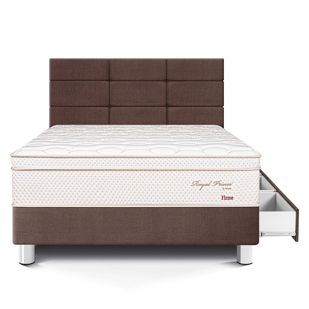 DORMITORIO CON CAJONES PARAÍSO ROYAL PRINCE 1.5 PLAZAS + CABECERA BLOCKS CHOCOLATE + 1 ALMOHADA VISCOELÁSTICA - 3