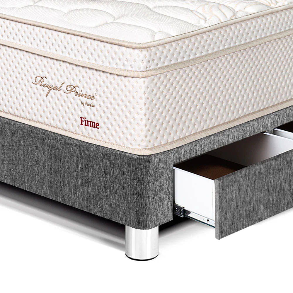 DORMITORIO CON CAJONES PARAÍSO ROYAL PRINCE 1.5 PLAZAS + CABECERA BLOCKS GRIS + 1 ALMOHADA VISCOELÁSTICA - 2