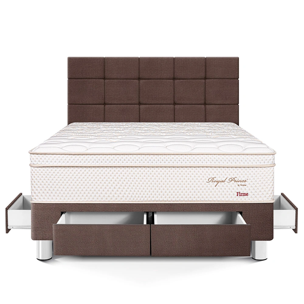 DORMITORIO CON CAJONES PARAÍSO ROYAL PRINCE QUEEN + CABECERA BLOCKS CHOCOLATE + 2 ALMOHADAS VISCOELÁSTICAS - 3
