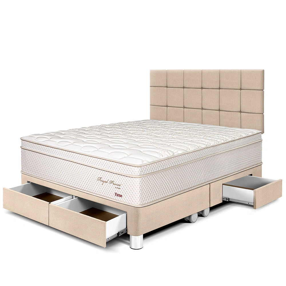 DORMITORIO CON CAJONES PARAÍSO ROYAL PRINCE KING + CABECERA BLOCKS CHAMPAGNE + 2 ALMOHADAS VISCOELÁSTICAS - 1