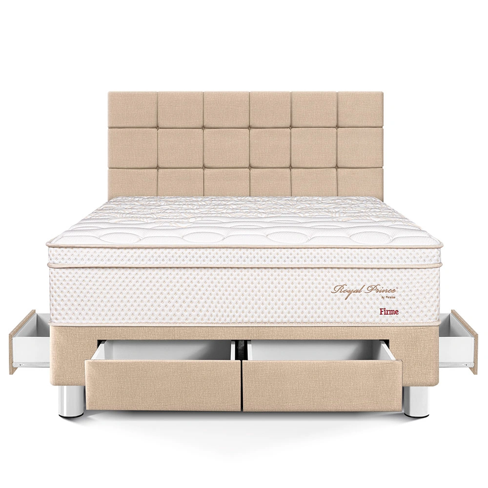 DORMITORIO CON CAJONES PARAÍSO ROYAL PRINCE KING + CABECERA BLOCKS CHAMPAGNE + 2 ALMOHADAS VISCOELÁSTICAS - 3