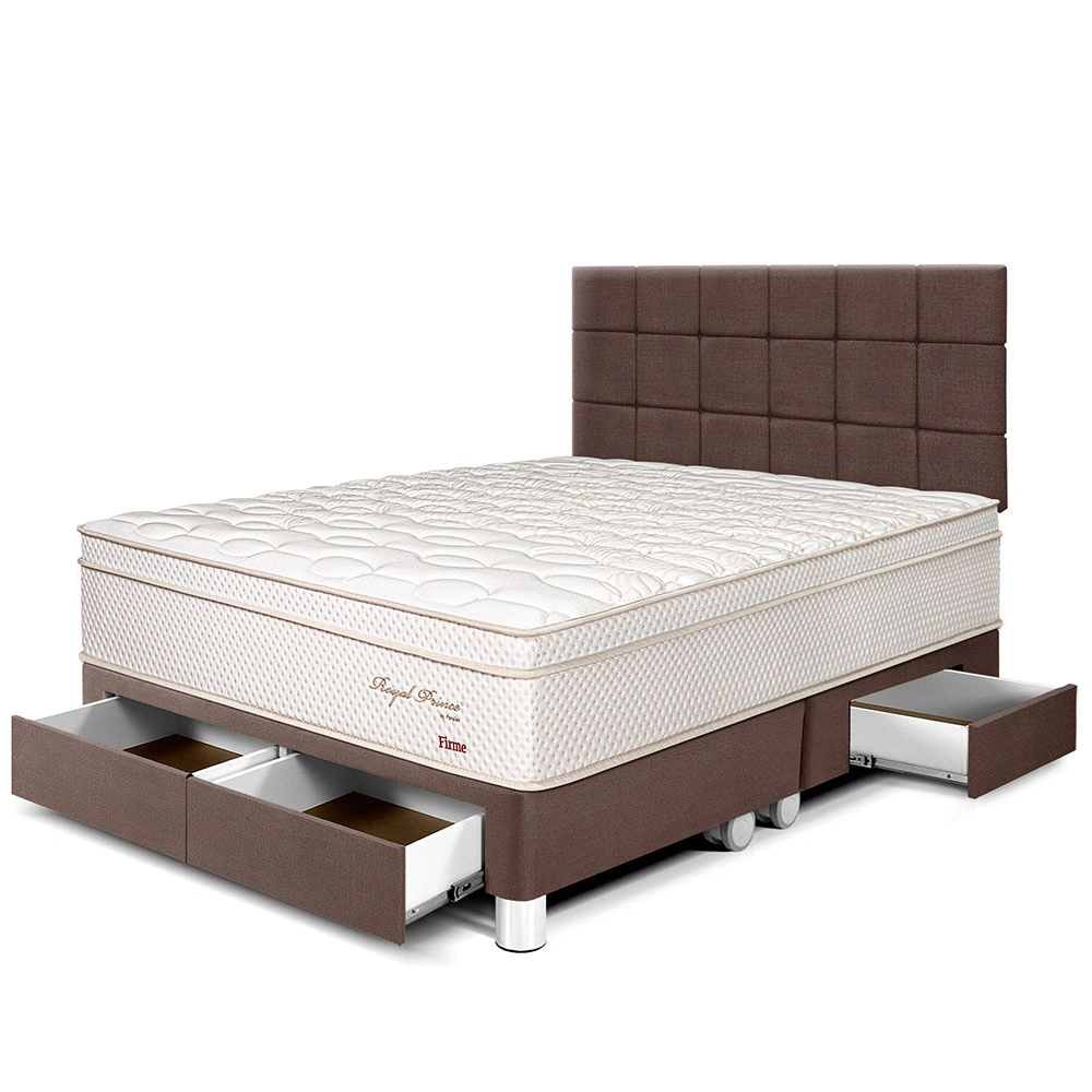 DORMITORIO CON CAJONES PARAÍSO ROYAL PRINCE KING + CABECERA BLOCKS CHOCOLATE + 2 ALMOHADAS VISCOELÁSTICAS - 1
