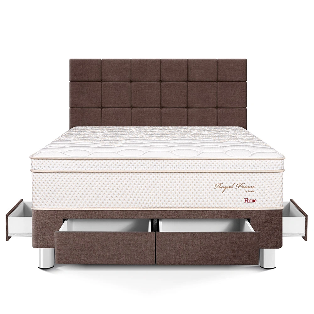 DORMITORIO CON CAJONES PARAÍSO ROYAL PRINCE KING + CABECERA BLOCKS CHOCOLATE + 2 ALMOHADAS VISCOELÁSTICAS - 3